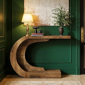 C-Shaped Wave Console Table, Modern Hallway Accent Table