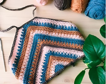 Modello all'uncinetto per top corto Curie, top estivo boho con scollo all'americana (download PDF)