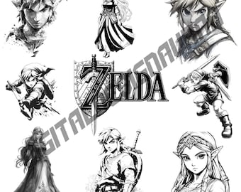 Mega Bundle SVG e PNG di Legend of Zelda, Clipart PNG di Zelda, SVG di gioco