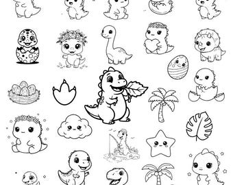 Pacchetto SVG di dinosauri / Clipart di dinosauri / File di taglio SVG per bambini per magliette, adesivi e lavoretti