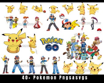 Pacchetto Pokemon SVG e PNG / Pikachu, Eevee, Gengar, Charmander, Bulbasaur + Pokeball PNG