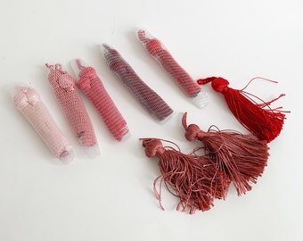 Vintage lot of 8 pink & red tassels