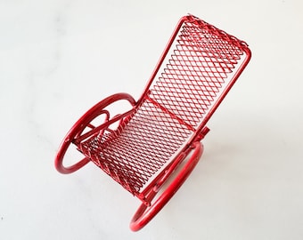 1:12 scale Dollhouse Miniature Red Metal Rocking Chair