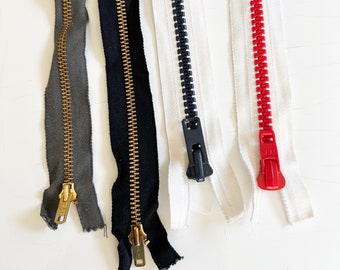 Vintage lot of 4 Industrial Zippers / YKK plastic & Talon metal