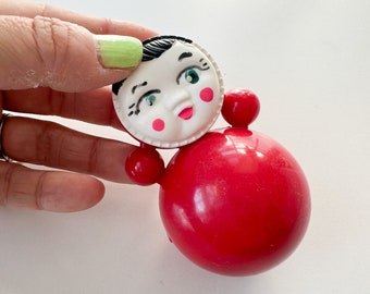 Vintage Soviet Roly-Poly Doll / 3 1/4" tall
