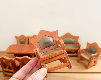 Vintage 1:12 scale Dollhouse Table & Chair set - lot of 8