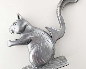 50% OFF...Vintage silver tone metal squirrel nut cracker