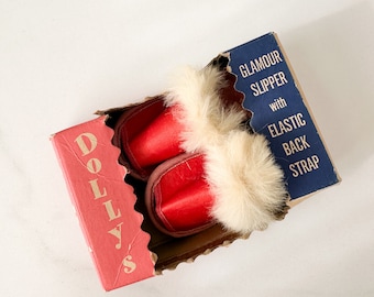 Vintage 1950s Doll Slippers / Shoes / 3" // new in box