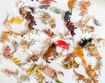 Vintage lot of 60 mixed Plastic Animal Figurine