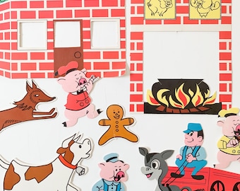 50% OFF...Vintage 1960s lot of 9 flocked back die cut shape / classic stories