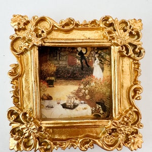 1:12 scale Dollhouse Miniature Monet Painting 2 x 2 The Luncheon image 2