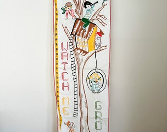 Vintage 1950s-60s Growth Chart Wall Hanging