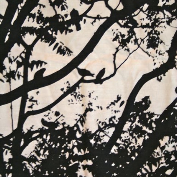 NEW PRICE // vintage 1970s MARIMEKKO "Tuuli" fabric / trees & birds silhouette / 2 yrds
