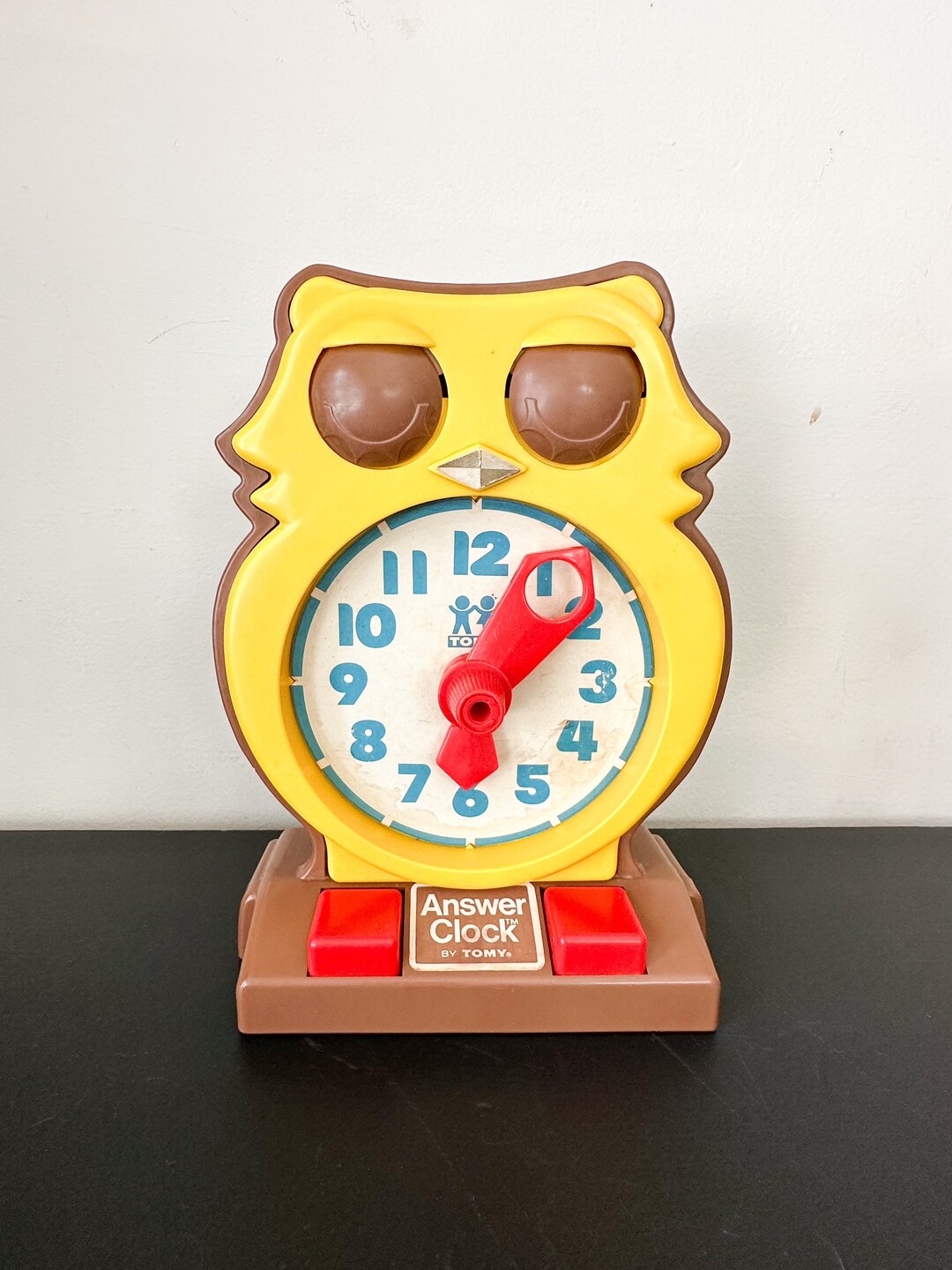 Buy Vintage 1970s Owl Toy Clock Answer Clock by Tomy c.1975 Online in