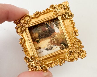 1:12 schaal Dollhouse miniatuur Monet schilderij 2 "x 2" (de lunch)