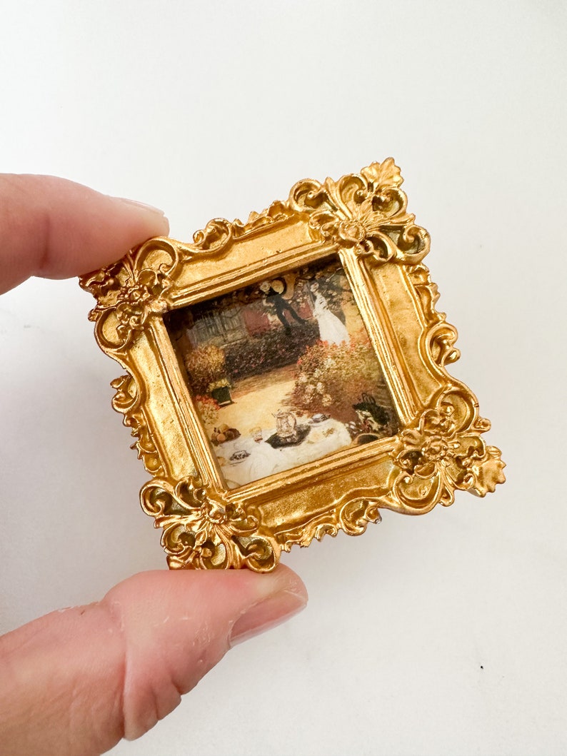 1:12 scale Dollhouse Miniature Monet Painting 2 x 2 The Luncheon image 1