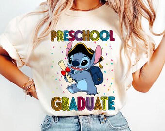 Preschool Graduate Shirt PNG, Cute Graduation Stitch Design, Kindergarten Graduation Tee, Back To School Kids Png, Graduation SublimationPNG