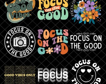 Focus on the good boho PNG Bundle, flowers png, affirmations png, inspirational png, mental health png, summer tie dye png