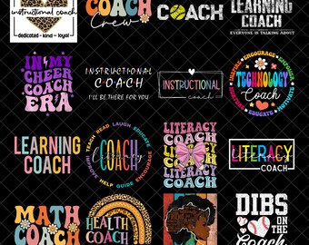 Learning Coach PNG Bundle, Instructional Math Literacy Png, Technology Health Learning Cheer Coach Png, Sublimation Design