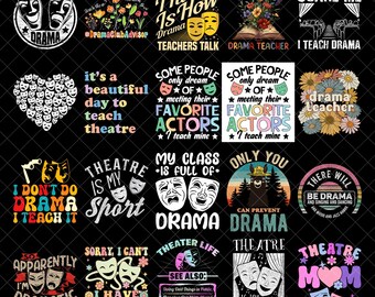 Drama Teacher PNG Bundle, Theater Life Sublimation, Drama Club Designs, Funny Acting Quotes Png, Drama Class Png, Theater Mom PNG