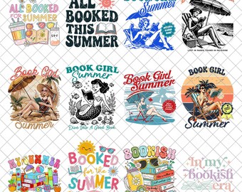 Bookish Summer Svg Png Bundle, Book Girl Sublimation Design, Reading Lover Summer Clipart, Png Digital Download for Book Nerds