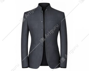 Herren Nehru Jacke, Bandkragen Blazer, Slim Fit Hochzeitsmantel, Minimalistische formale Jacke