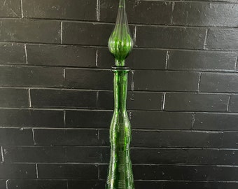 MCM Tall Green Genie Bottle Decanter with Flame Stopper