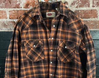 Vintage Plaid Heavyweight Cotton Mens Shirt/Shirtjacket SizeL