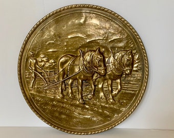 Vintage Brass Horse Placque