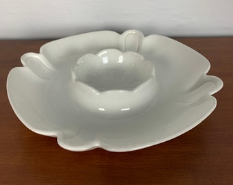 Vintage White Serving Platter Chip and Dip Platter