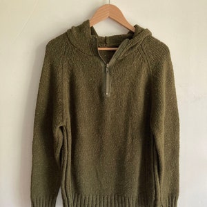 Vintage Mens Army Green Donegal Sweater/Pullover Quarter Zip Sweater image 1