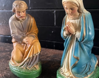 Vintage Mary and Joseph Chalkware Nativity Figures