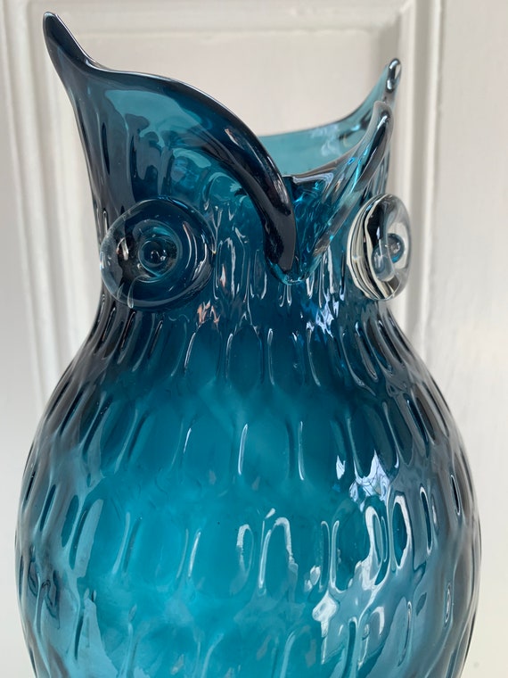 Mid Century Modern Large Murano Glass Owl Vase/Ann Primrose Etsy