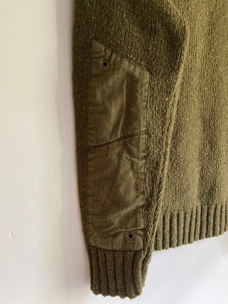 Vintage Mens Army Green Donegal Sweater/Pullover Quarter Zip Sweater image 4