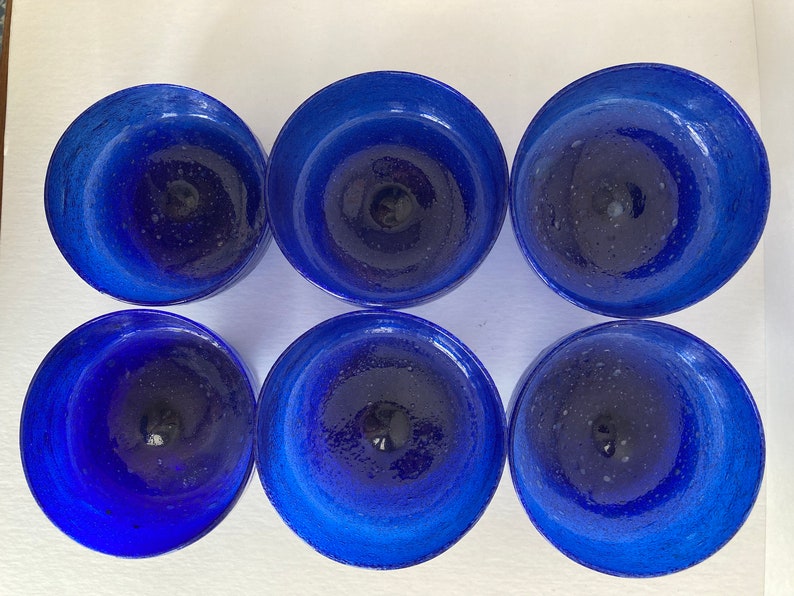 Vintage Handmade Blue Footed Dessert/Fruit/Nut/Snack Bowls Margharita Glasses image 6