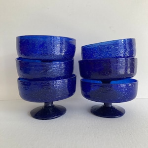 Vintage Handmade Blue Footed Dessert/Fruit/Nut/Snack Bowls Margharita Glasses image 1