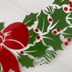 Vintage Christmas Holiday Holly Design Square Platter Serving Plate by Toscany image 3