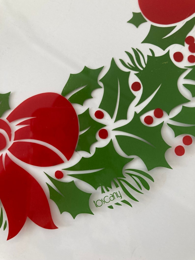 Vintage Christmas Holiday Holly Design Square Platter Serving Plate by Toscany image 3