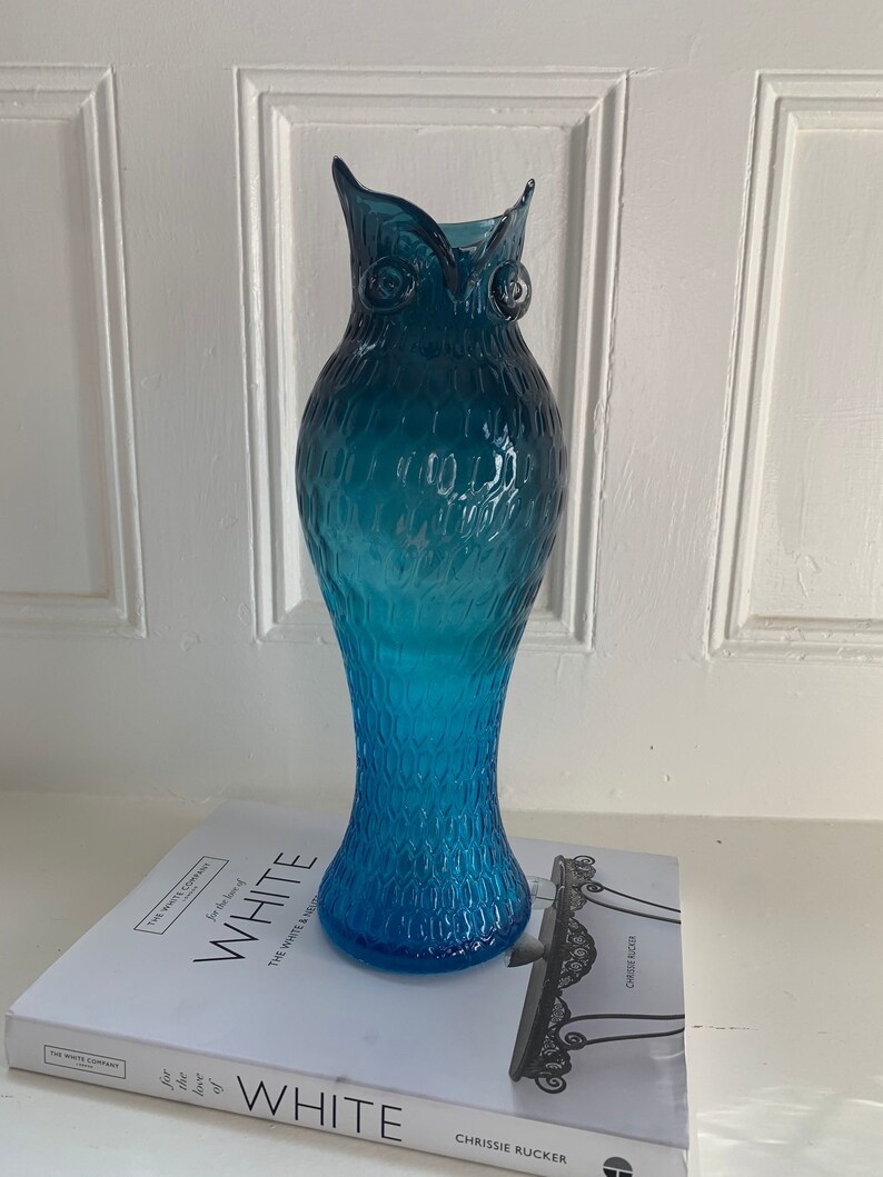 Mid Century Modern Large Murano Glass Owl Vase/Ann Primrose Etsy