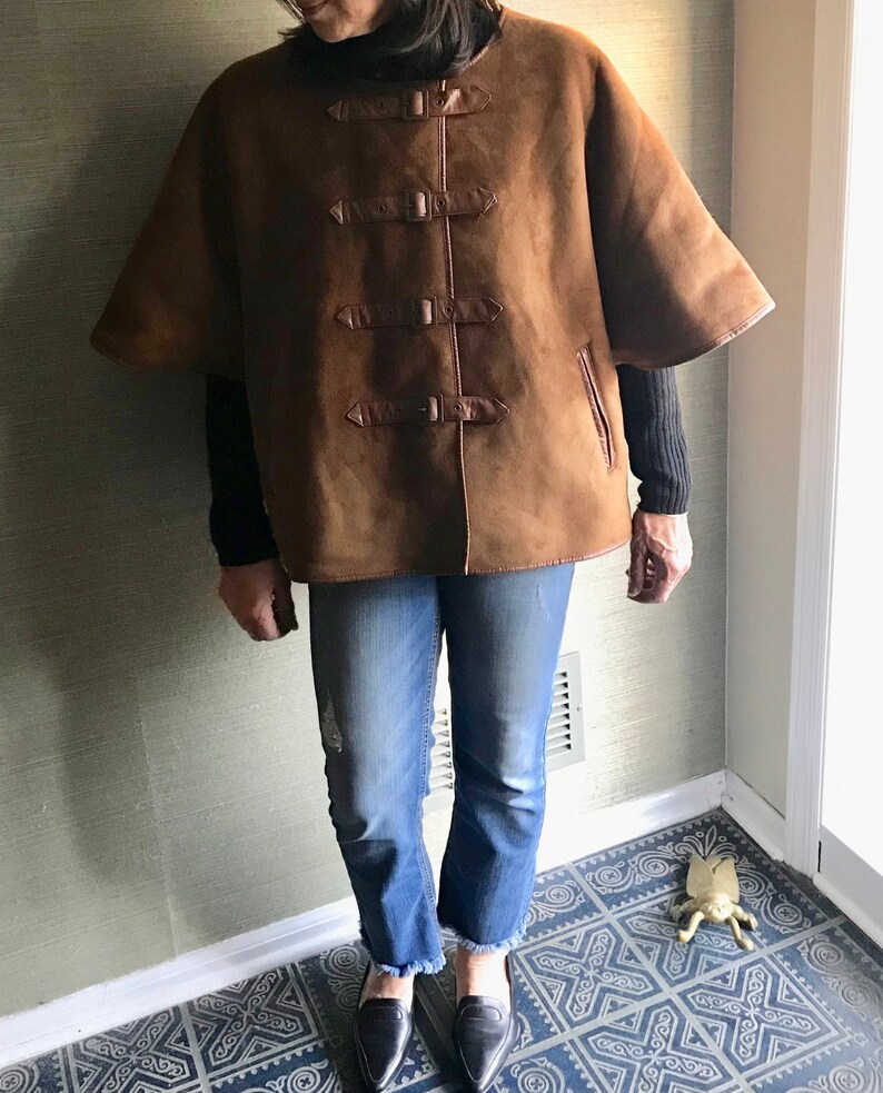 Vintage Womens Suede Jacket/Cape Style Jacket image 1