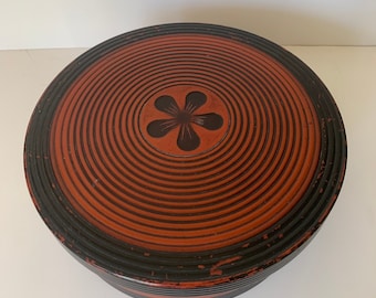 Vintage Aisan/Japanese Lacquererware Round Box/Decorative Container