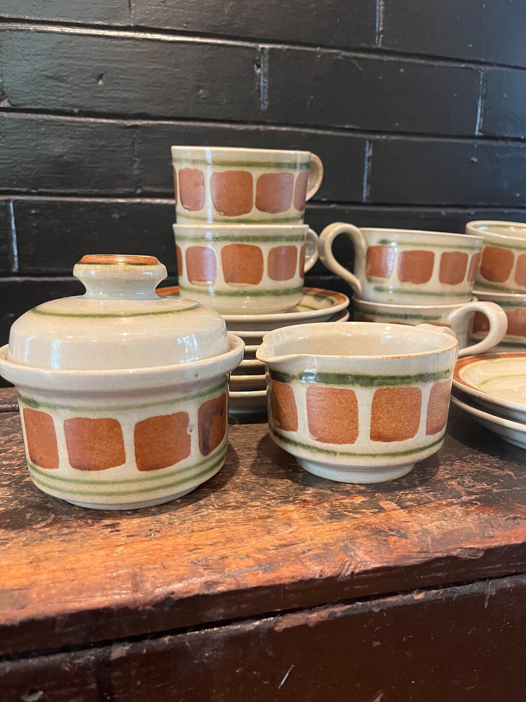 Vintage Iron Mountain Stoneware Whispering Pines Coffee Set Etsy