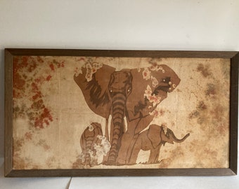 1970's Batik Elephant Artwork