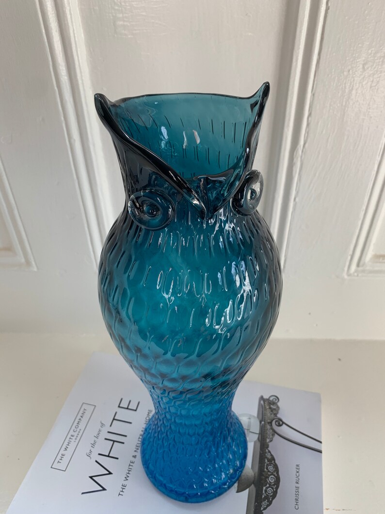 Mid Century Modern Large Murano Glass Owl Vase/Ann Primrose Etsy