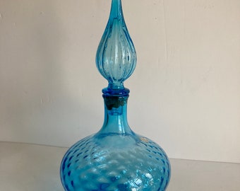 Vintage Blue Italian Impoli Style Decanter Wine Decanter