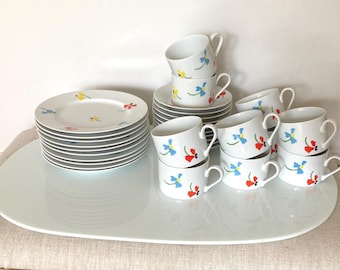 Studio Nova Celebration Primary Petals Pattern Luncheon Dessert Set