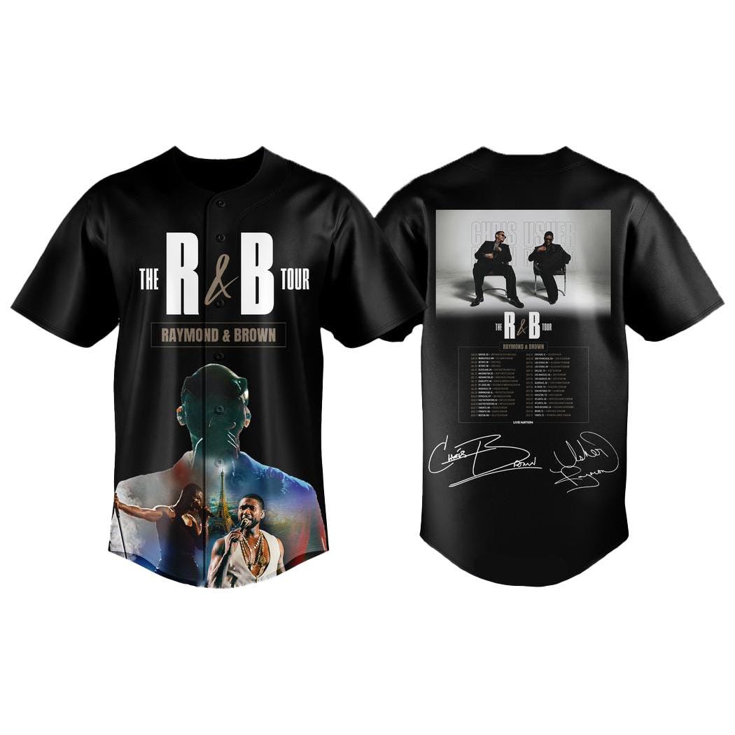 Discover Usher Chris Brown R&B Tour 2026 Baseball Jersey, Raymond Brown Concert