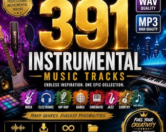 391 Instrumental Music Tracks | Royalty-Free WAV MP3 Bundle (Digital Download)