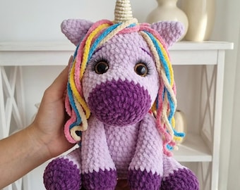Einhorn Häkelanleitung | Regenbogen Einhorn Plüsch | Kuscheltier | Anfängerfreundliches PDF | Sofort Download