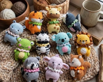 11-in-1 Crochet Amigurumi Animal Pattern Bundle PDF | Mini Plush Zoo Friends